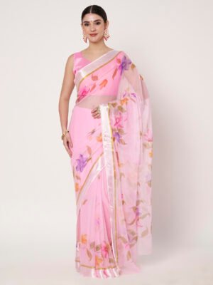 Linen Textile | Baby Pink Chiffon sattin patta