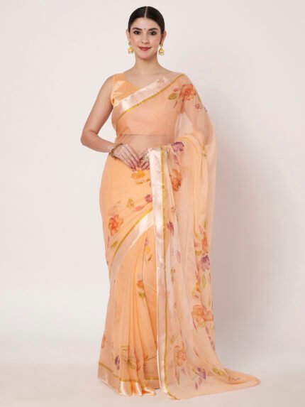 Linen Textile | Peach Chiffon sattin