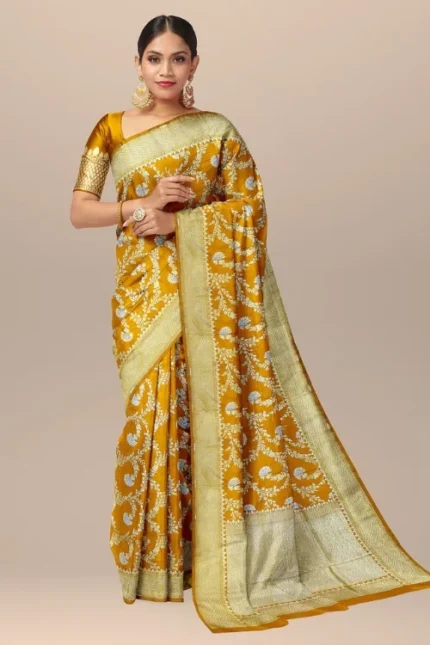 Mustard Banarasi Katan Uppada Silk