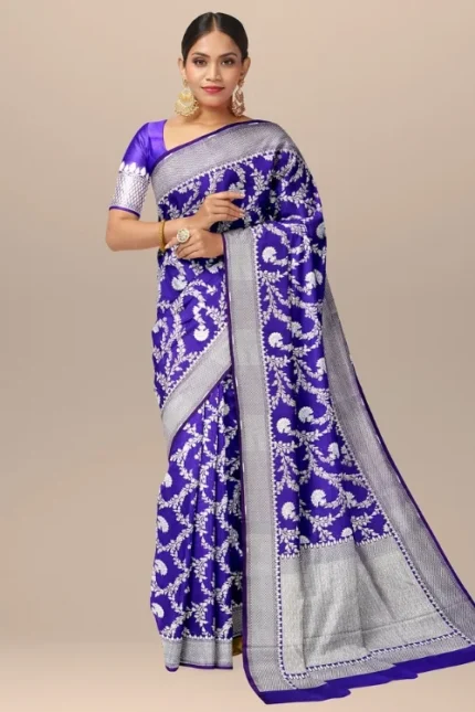 Royal Blue Banarasi Katan Uppada Silk