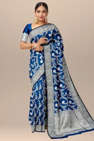 Shine Blue Banarasi Katan Uppada Silk
