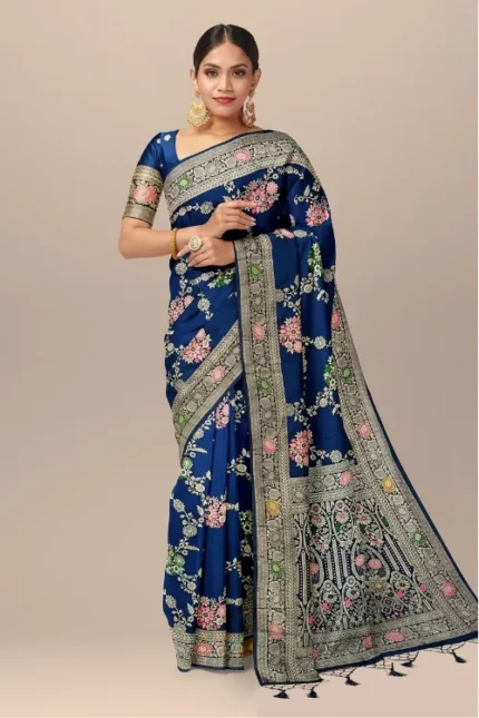 Blue Banarasi Dola Silk Saree