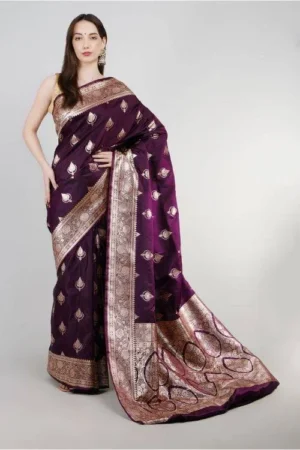 Deep Purple Banarasi Silk Saree
