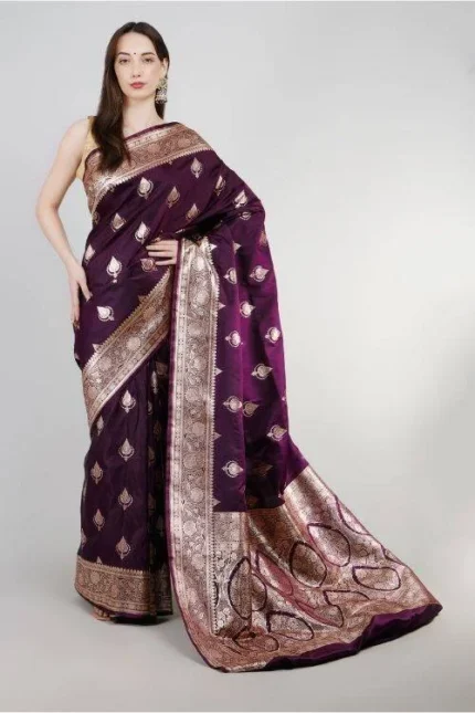 Deep Purple Banarasi Silk Saree