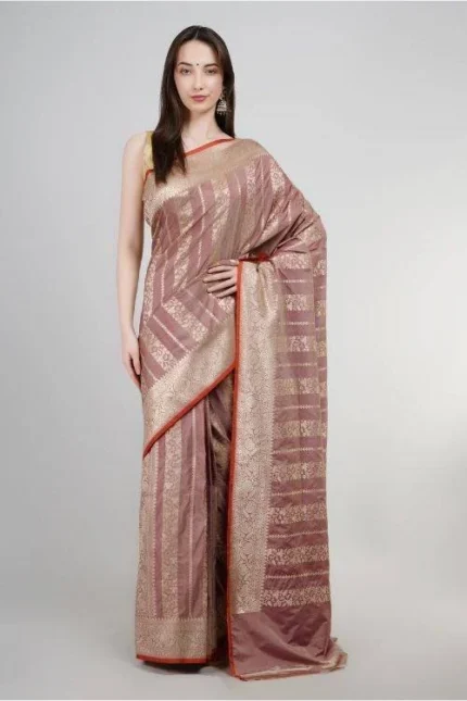 Regal Dull Onion Banarasi Silk Saree