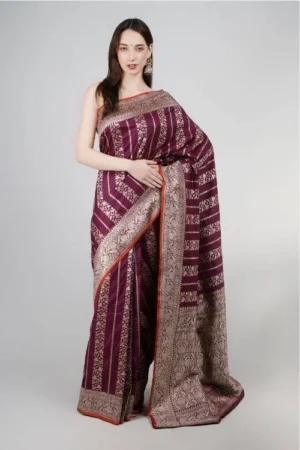 Katan Maroon Banarasi Silk Saree