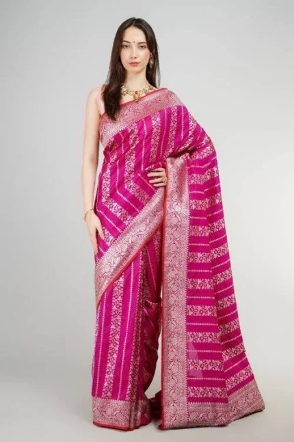Katan Pink Banarasi Silk Saree