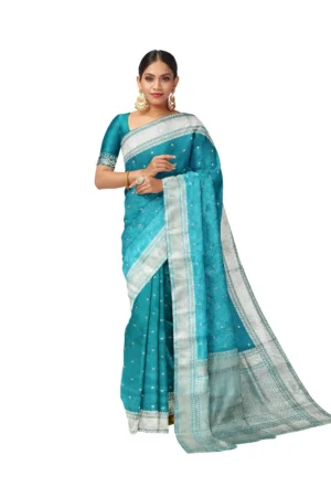 Blue Banarasi Katan Mushroom Silk Saree